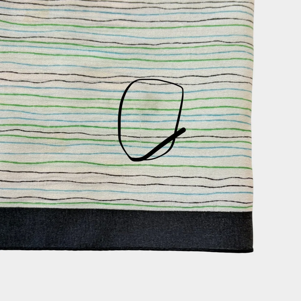 Vintage Floral Striped Oblong Scarf 70s 80s